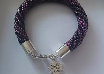 Bransoletka czarno-fioletowa handmade