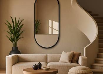 Lustro owalne w matowej czarnej ramie mdf - ODYS - kolor ramy do wyboru