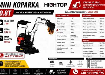 Minikoparka HT08 800 kg Diesel | HIT CENOWY | Idealna do ogrodu i usług
