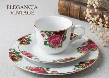 Komplet kawowy- trio porcelanowe