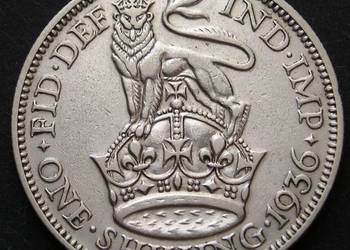 WIELKA BRYTANIA 1 SHILLING 1936 - SREBRO
