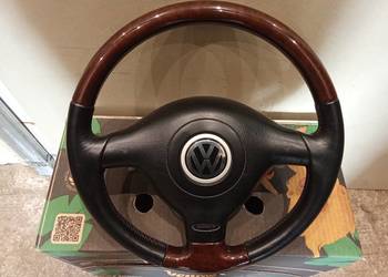 VW Passat B5/FL/ GOLF/IV/ kierownica skórzana drewno trójramienna/ IGŁA