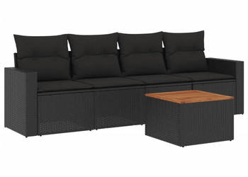5-cz. zestaw wypoczynkowy do ogrodu poduszki czarny rattan PE WM-3223997