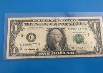 Banknot 1 dollar - kolekcjonerski numer: C39994777D