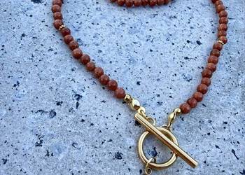 Naszyjnik choker kamienie naturalne piasek pustyni zawieszka Róża wiatrów