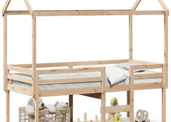 Wysokie łóżko z dachem lite drewno sosnowe 75x190 cm WM-3282141