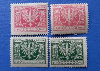 Polskie znaczki 1.000.000 mk 2.000.000 mk 1924 r