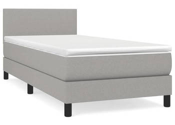 Łóżko kontynentalne z materacem jasnoszare tkanina 80x200 cm WM-3139849