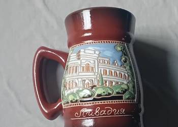 Ceramiczny szkliwiony kufel z CCCP, z napisem Liwadia i pałacem Potockich. Ceramiczny szkliwiony kufel z CCCP, z napisem Liwadia i pałacem Potockich.