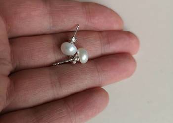 Kolczyki z perłą mabe sztyfty srebro