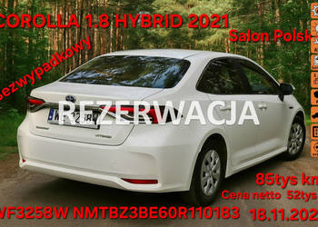 Toyota Corolla 21-22r Gwarancja BEZWYPADKOWE + Salon Polska 1.8 HYBRID 85k…
