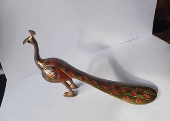 Piękna, ekskluzywne, mosiężna łyżka do butów. Paw.