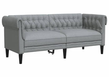 Sofa Chesterfield dwuosobowa jasnoszara obita tkaniną WM-372547