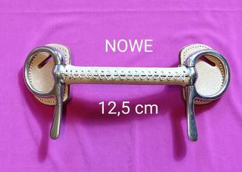 NOWE wędzidło oliwkowe pokryte skórą, proste z półwąsami ProSteel  12,5 cm