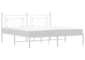 Łóżko Metalowe Białe Rama Łóżka Ze Stelażem Biała 183x213 cm WM-374393