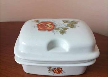 Maselnica Porcelanowa Róża Pomarańczowa PRL