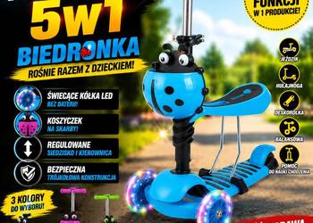 Hulajnoga balansowa 5w1 dla dzieci z jeździkiem LED – biedronka | trójkołow
