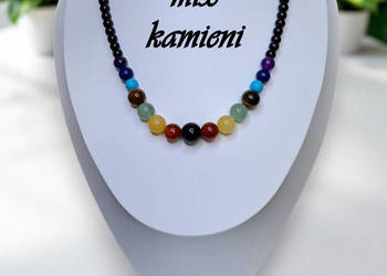 Korale z kamieni naturalnych miks mix onyks, ametyst, lapis i inne #532