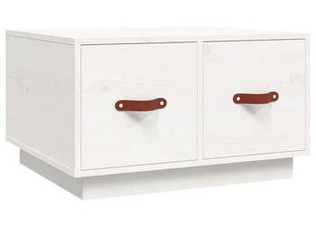 Stolik kawowy biały 60x53x35 cm lite drewno sosnowe WM-820967