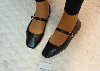 (39) ASOS Design/ Czarne baleriny biznesowe z zapięciem z Londynu, NOWE