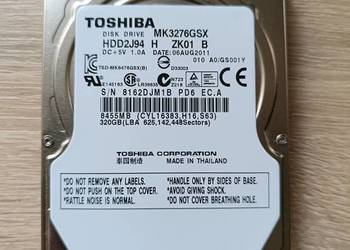 Dysk twardy HDD Toshiba 320GB, 2,5 cala, 5400 obr./min, SATA II, bufor 8 MB
