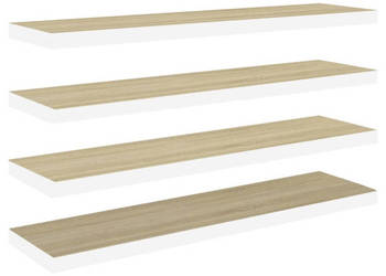 Półki ścienne 4 szt. dębowo-białe 120 x 235 x 38 cm MDF WM-326587