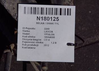 BELKA / SANKI TYŁ LANCIA YPSILON BELKA / SANKI TYŁ LANCIA YPSILON