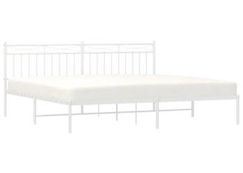 Łóżko Metalowe Białe Rama Łóżka Ze Stelażem Biała 193x203 cm WM-373746