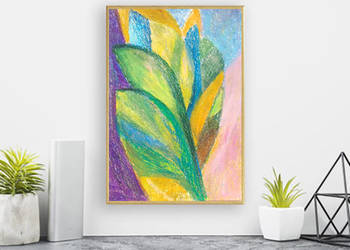nowczesny rysunek a4, abstrakcja rysunek, 21x30 liście obraz
