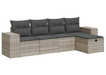 5-cz. zestaw mebli do ogrodu poduszki jasnoszary rattan PE WM-3325668