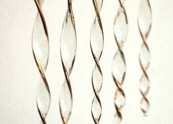 Bombki szklane ręcznie malowane przezroczyste sople złote pasma 13 cm