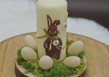 Stroiki Wielkanoc ozdoby prezent ikebana drewno jajka zając