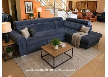 Nowy Narożnik ATLANTA / 280 x 190 cm / Tkanina / Spanie / OUTLET -30%