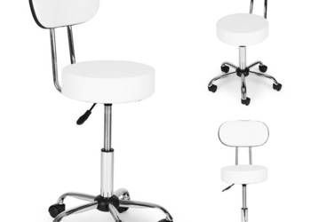 Stołek obrotowy z oparciem taboret kosmetyczny medyczny fotel regulowany b…