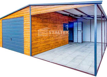 Garaż Blaszany 4x6m + Wiata 4x6m Brama Uchylna Okno Drzwi Dach ST136