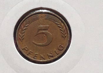 5 Fenigów RFN 1950 r. men. G 5 Fenigów RFN 1950 r. men. G