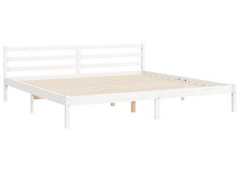 Rama łóżka z wezgłowiem biała lite drewno 200x200 cm WM-3194917