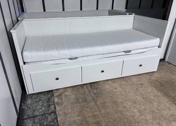 IKEA HEMNES Łóżko Leżanka z 3 szufladami, 2 materace ,białe Transport
