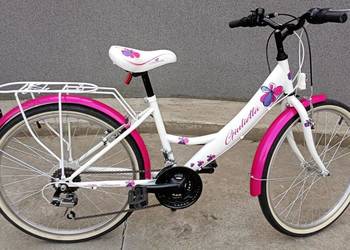 Rower dla dziewczynki, rama 14 cali, Giulietta 24 cale, Biało - Różowy