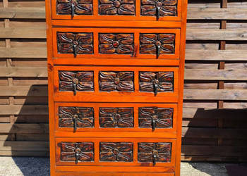 Komoda drewniana rzeźbiona unikat wysoka PROMOCJA