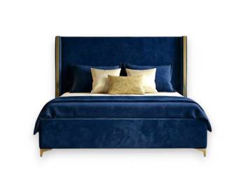Łóżko podwójne LORI 160x200 Granat + Złoto łoże z pojemnikiem Stelażem
