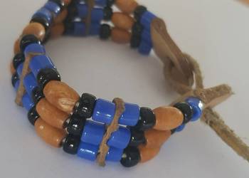 Maroko bransoletka egzotyczna z drewna skórzana  ozdoba na r Maroko bransoletka egzotyczna z drewna skórzana  ozdoba na r