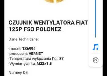 Czujnik wentylatora Fiat 125p, Polonez