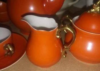 Mlecznik. KPM. Serwis do espresso1904-1927. Pomarańczowy. Mlecznik. KPM. Serwis do espresso1904-1927. Pomarańczowy.