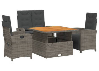 4-cz. zestaw mebli do ogrodu poduszki szary rattan PE WM-3277345