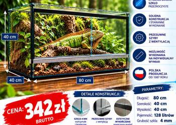 Terrarium szklane 80x40x40 cm – szkło 4 mm – producent Trans-Glass