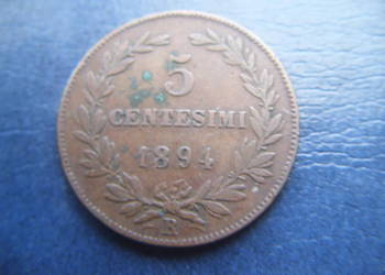 Stare monety 5 centesimi 1894 San Marino