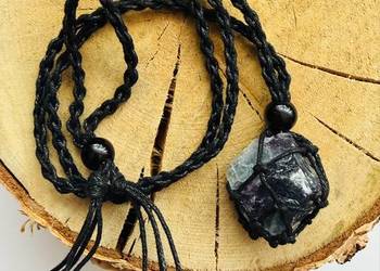 Naszyjnik makrama z kamieniem fluoryt