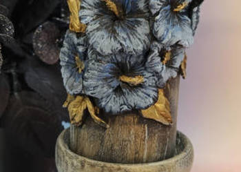 Komplet drewniany świecznik z podstawą na tealighty – ręcznie malowany, dek