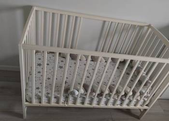 Łóżeczko dziecięce 120x60 + materac drewniane białe